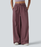 Mid Rise Casual Baggy Trousers with Pockets — Woo Plum Purple — view 1