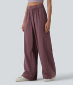 Mid Rise Casual Baggy Trousers with Pockets — Woo Plum Purple — view 3