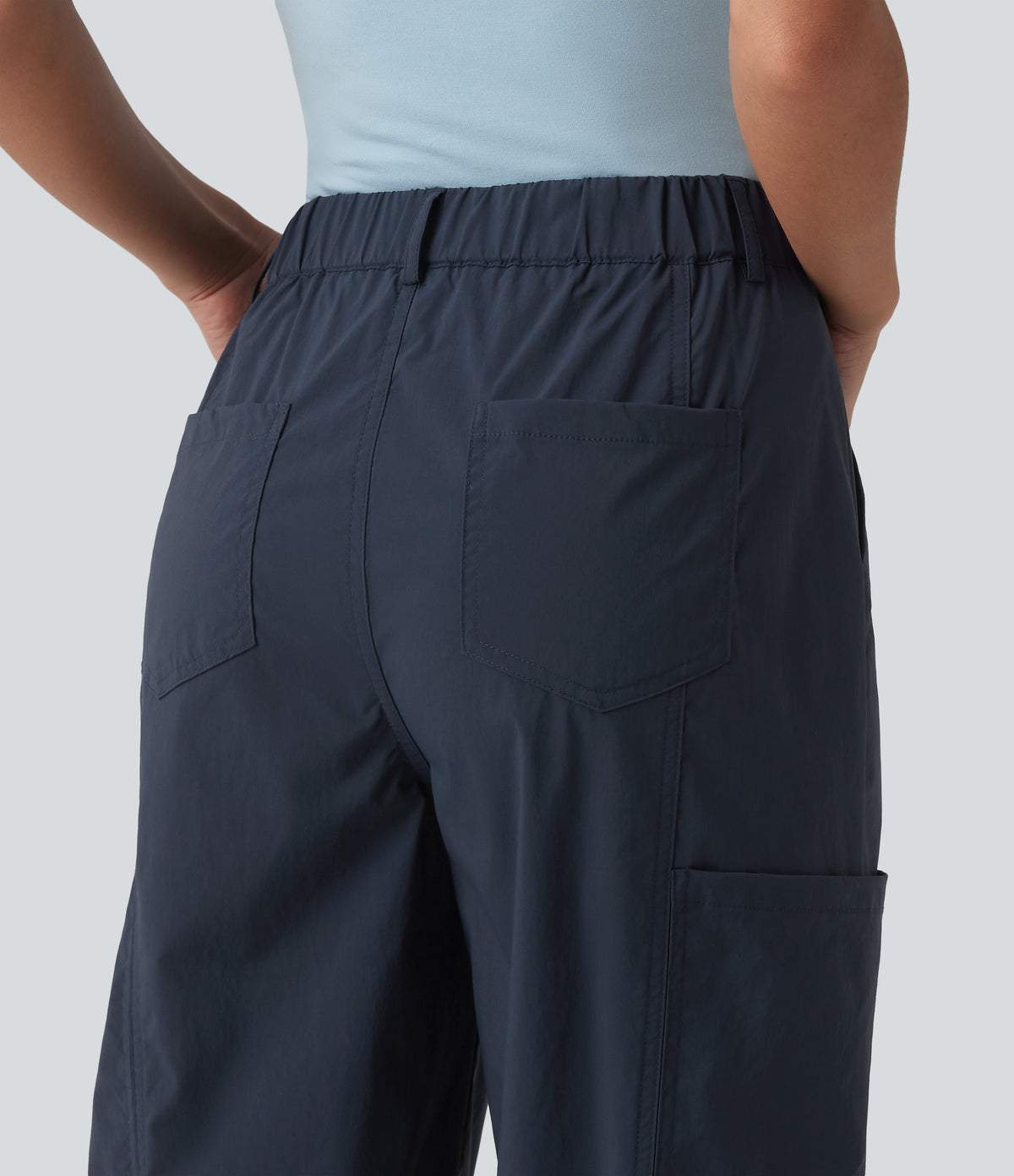 Mid Rise Casual Cargo Joggers with Pockets — Midnight Blue — view 5