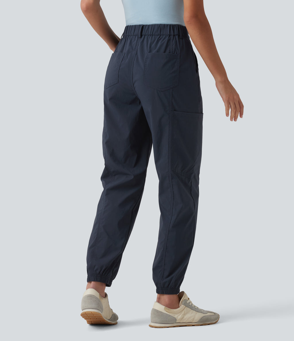 Mid Rise Casual Cargo Joggers with Pockets — Midnight Blue — view 2