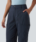 Mid Rise Casual Cargo Joggers with Pockets — Midnight Blue — view 4