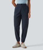 Mid Rise Casual Cargo Joggers with Pockets — Midnight Blue — view 1