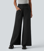 Mid Rise Work Baggy Trousers with Pockets — Black — view 1