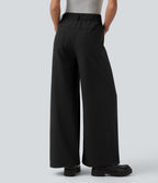 Mid Rise Work Baggy Trousers with Pockets — Black — view 2