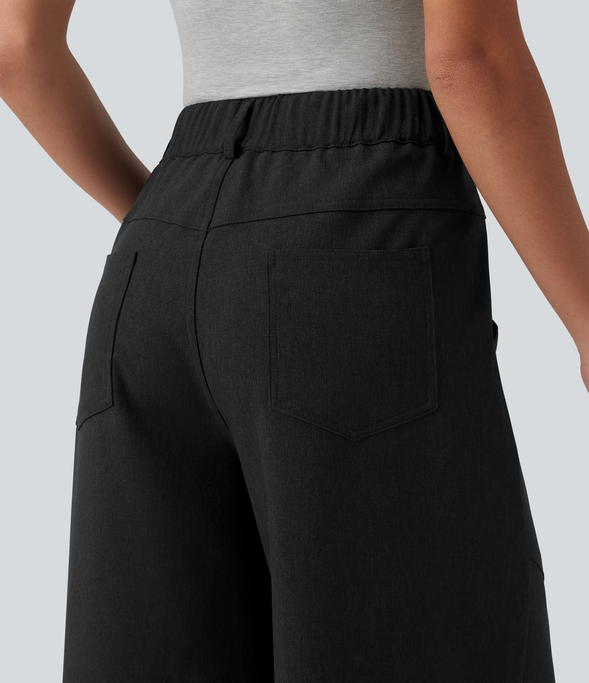 Mid Rise Work Baggy Trousers with Pockets — Black — view 5