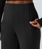 SpacerTek High Waisted Casual Wide Leg Trousers with Zip Pockets — Black — view 4