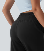 Mid Rise Drawstring Capri Casual Joggers with Pockets — Black — view 4
