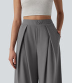 High Waisted Wide Leg Quick Dry InstantCool Work Trousers with Pockets-UPF40+ — Steel Gray — view 5