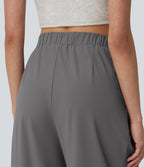 High Waisted Wide Leg Quick Dry InstantCool Work Trousers with Pockets-UPF40+ — Steel Gray — view 4