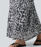 Mid Rise Ruched Mesh Leopard Print Maxi Party Mermaid Skirt — Silver Leopard Print — view 5
