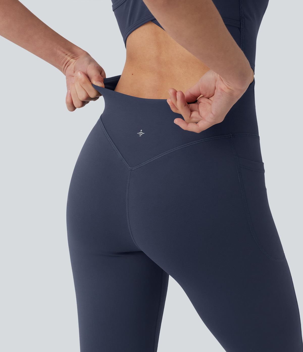 Non-removable pad Tummy Control Flare Workout Jumpsuit with Pockets-Edition — Mood Indigo — view 5