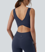 Non-removable pad Tummy Control Flare Workout Jumpsuit with Pockets-Edition — Mood Indigo — view 4