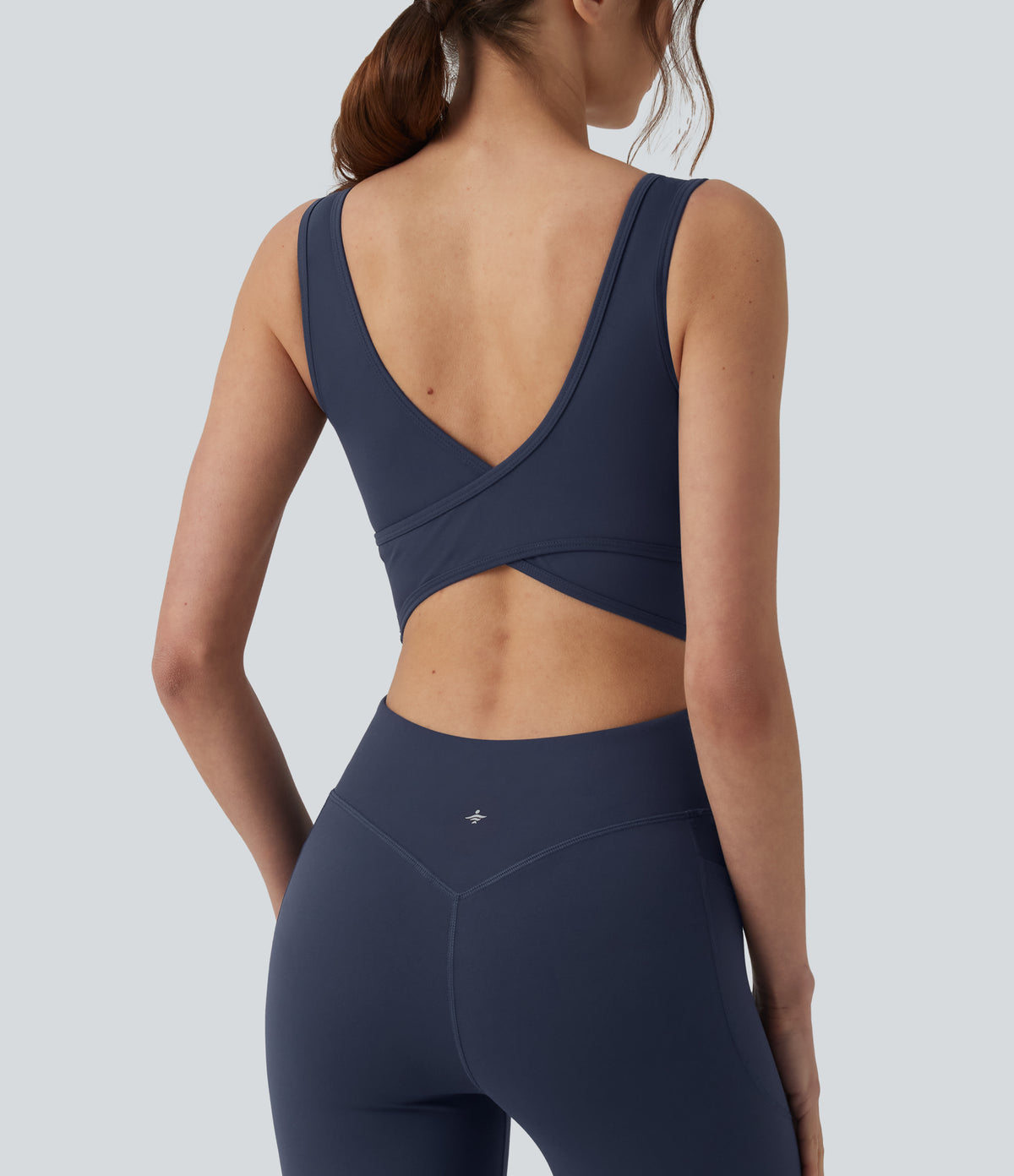 Non-removable pad Tummy Control Flare Workout Jumpsuit with Pockets-Edition — Mood Indigo — view 4