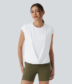 Airy Round Neck Sleeveless Contrast Mesh InstantCool Yoga Sports Top — White — view 3