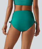 High Waisted Tummy Control Drawstring Ruched Bikini Bottom Swimsuit — Parasailing — view 2