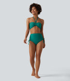 High Waisted Tummy Control Drawstring Ruched Bikini Bottom Swimsuit — Parasailing — view 4