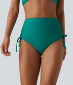 High Waisted Tummy Control Drawstring Ruched Bikini Bottom Swimsuit — Parasailing — view 3
