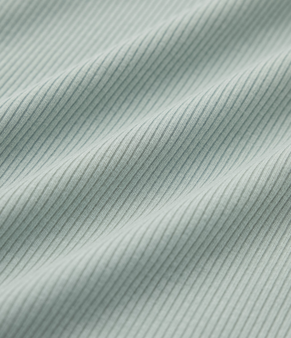 Ribbed Knit Round Neck Ruched Casual Tank Top — Silver Dust Blue — view 6