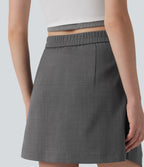 High Waisted Pleated 2-in-1 Mini Casual Skirt — Gunmetal — view 7