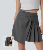 High Waisted Pleated 2-in-1 Mini Casual Skirt — Gunmetal — view 1