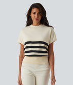 Round Neck Short Sleeve Stripe Casual Jumper — Harbour Line Stripe — view 6