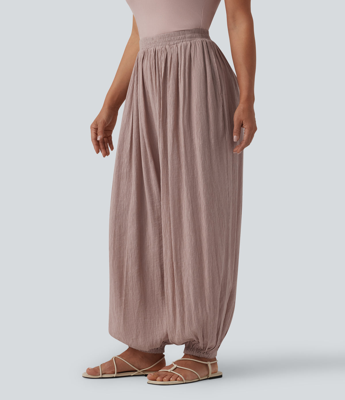 Mid Rise Baggy Joggers with Pockets — Burnished Lilac — view 3