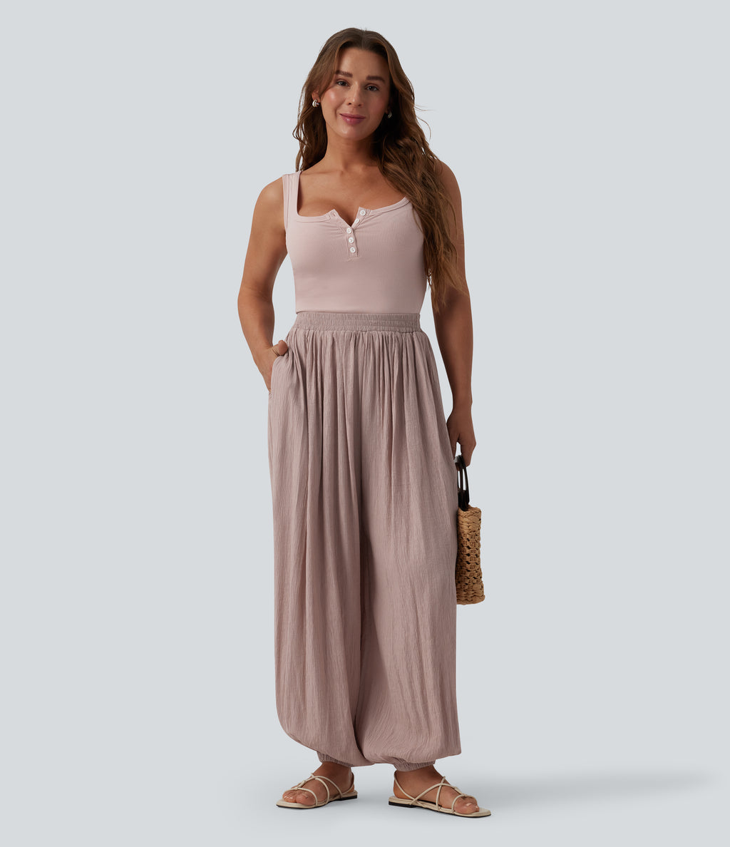 Mid Rise Baggy Joggers with Pockets — Burnished Lilac — view 5