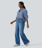 Long Sleeve Denim Casual Shirt with Pockets — Tide Blue Denim — view 6