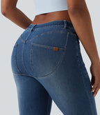 Mid Rise Casual Bootcut Jeans with Pockets — Tide Blue Denim — view 4