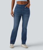 Mid Rise Casual Bootcut Jeans with Pockets — Tide Blue Denim — view 3