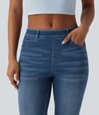 Mid Rise Casual Bootcut Jeans with Pockets — Tide Blue Denim — view 5