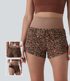 High Waisted 2-in-1 Leopard Print Running Shorts 3'' with Pocket — Classic Leopard — view 1