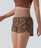 High Waisted 2-in-1 Leopard Print Running Shorts 3'' with Pocket — Classic Leopard — view 3