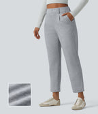 SpacerTek High Waisted Casual Tapered Trousers with Pockets — Grey Space — view 1