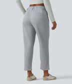 SpacerTek High Waisted Casual Tapered Trousers with Pockets — Grey Space — view 2