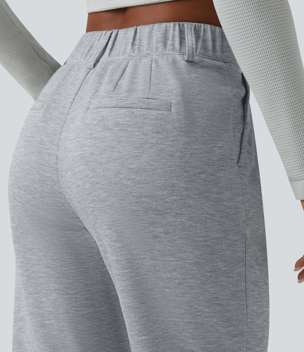 SpacerTek High Waisted Casual Tapered Trousers with Pockets — Grey Space — view 5