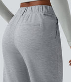 SpacerTek High Waisted Casual Tapered Trousers with Pockets — Grey Space — view 5