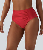High Waisted Tummy Control Ruched Bikini Bottom Swimsuit — Adrenaline Rush — view 2