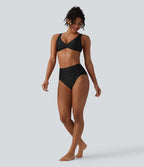High Waisted Tummy Control Ruched Bikini Bottom Swimsuit — Black — additional view