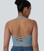 OneForm Seamless Flow Halter Cropped Casual Tank Top — Cloudless Sky — view 1