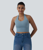 OneForm Seamless Flow Halter Cropped Casual Tank Top — Cloudless Sky — view 2