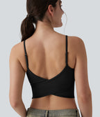 U Neck Built-in Bra Cropped Casual Tank Top — Black — view 6