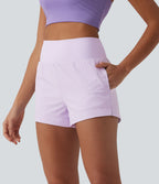 High Waisted Quick Dry Workout Shorts 3'' with Pockets — Leisurely Lavender — view 2