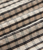 Mid Rise Drawstring Wide Leg Plaid Casual Trousers with Pockets — Oatmeal Khaki Plaid — view 6