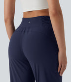 High Waisted Drawstring Ruched Tapered Pedal Pusher Quick Dry InstantCool Dance Joggers with Pockets-UPF40+ — Peacoat — view 5