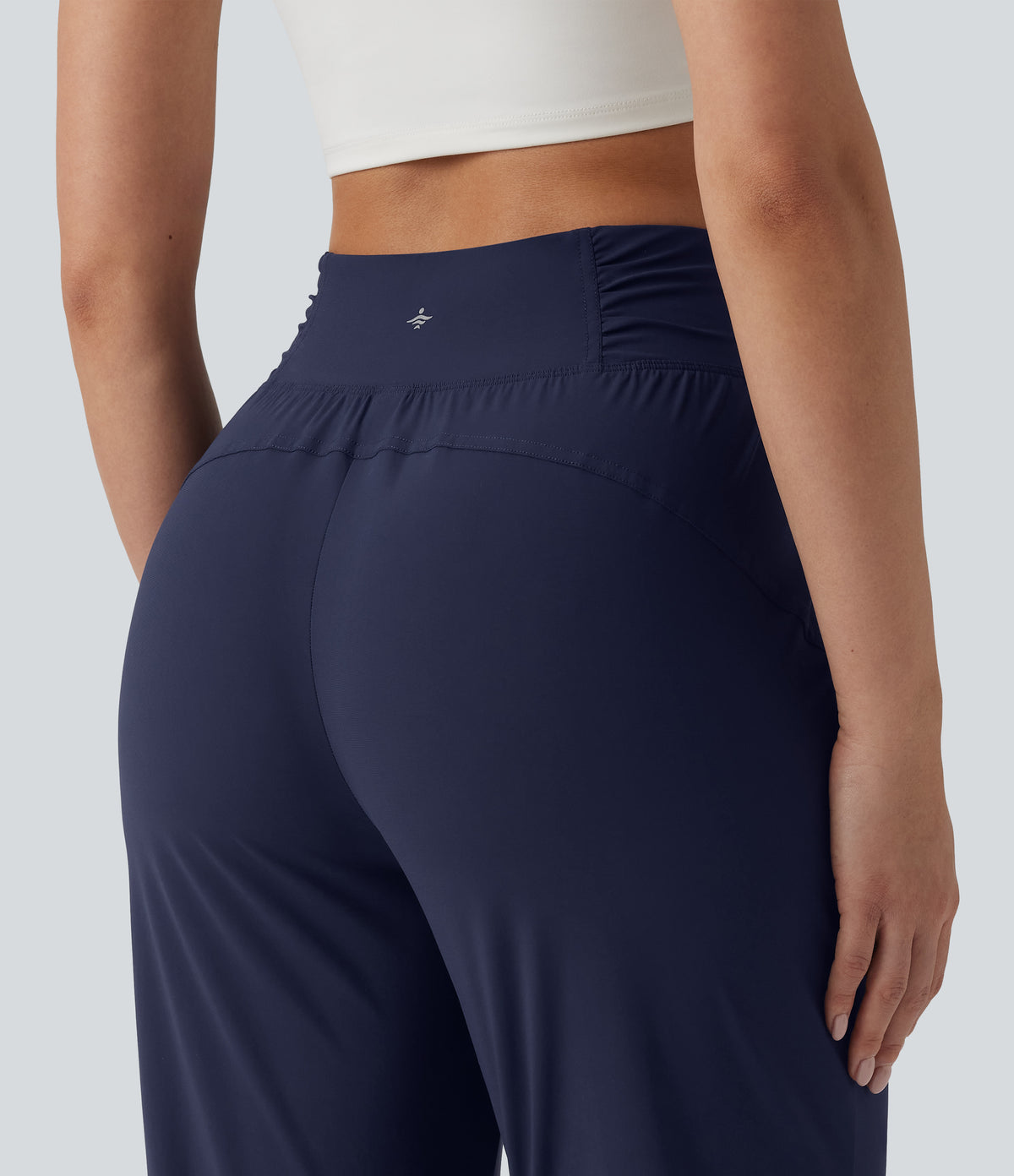 High Waisted Drawstring Ruched Tapered Pedal Pusher Quick Dry InstantCool Dance Joggers with Pockets-UPF40+ — Peacoat — view 5