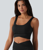 U Neck Built-in Bra Cropped Yoga Tank Top — Black — view 6