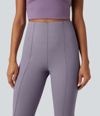 High Waisted Tummy Control Bootcut Casual Trousers with Pocket — Purple Ash — view 6