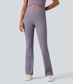 High Waisted Tummy Control Bootcut Casual Trousers with Pocket — Purple Ash — view 2