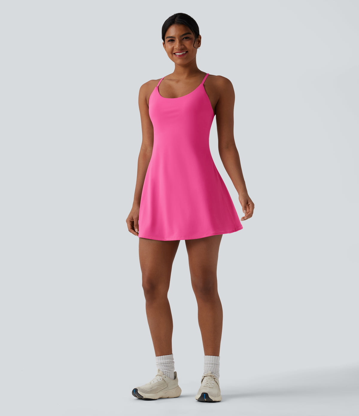 Plush Tummy Control Active Dress with Pockets-Edition — Fuchsia Purple — view 7
